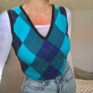 blue sweater vest (white long sleeve not included)